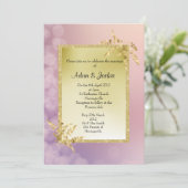 Pastel roze paars goudblad ELEGANT WEDING Kaart (Staand voorkant)