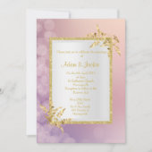 Pastel roze paars goudblad ELEGANT WEDING Kaart (Voorkant)