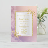 Pastel roze paars goudblad ELEGANT WEDING Kaart (Staand voorkant)
