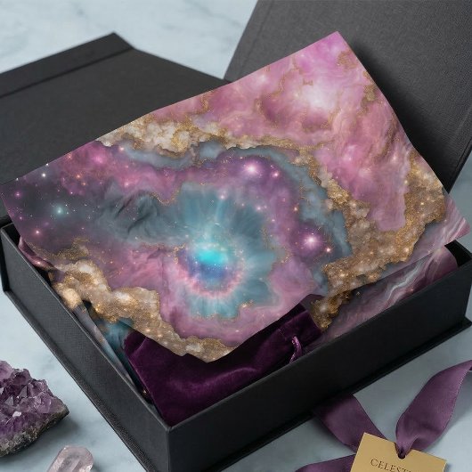 Pastel Roze Paars Turquoise Goud Geode Galaxy Neve Tissuepapier