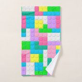 Pastel Roze Paarse bouwstenen Aangepast Bad Handdoek (Handdoek)