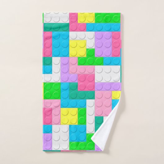 Pastel Roze Paarse bouwstenen Aangepast Bad Handdoek (Handdoek)