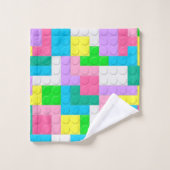 Pastel Roze Paarse bouwstenen Aangepast Bad Handdoek (Wasdoekje)