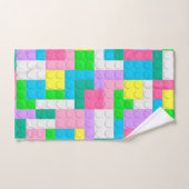 Pastel Roze Paarse bouwstenen Aangepast Bad Handdoek (Handdoek)
