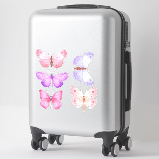 Pastel Roze Paarse Butterflies Sticker (Koffer)
