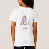 Pastel roze paarse Eenhoorn letter M monogram T-shirt (Achterkant)