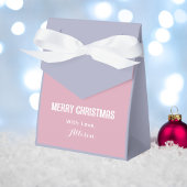 Pastel Roze, Paarse en Blauwe Retro Vrolijk Kerstf Bedankdoosjes