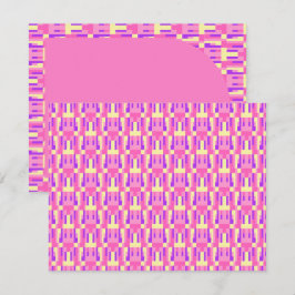 Pastel Roze Paarse Geometrische Pixel Blok patroon Bedankkaart