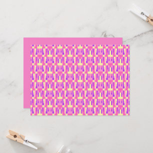 Pastel Roze Paarse Geometrische Pixel Blokpatroon Kaart