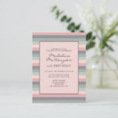 Pastel Roze Paarse Groene Strepen Verjaardagsuitno Briefkaart (Staand voorkant)