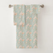 Pastel Roze Paarse Groene Waterverf Bloemen Bad Handdoek (Insitu)