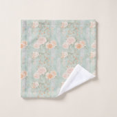 Pastel Roze Paarse Groene Waterverf Bloemen Bad Handdoek (Wasdoekje)