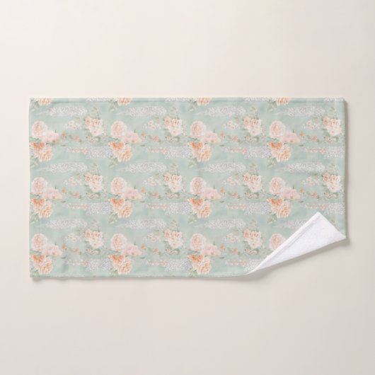Pastel Roze Paarse Groene Waterverf Bloemen  Bad Handdoek (Handdoek)