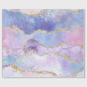 Pastel Roze Paarse Holografische Kerst Cadeaupapier (Vlak)