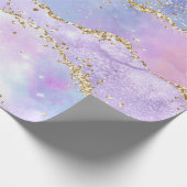 Pastel Roze Paarse Holografische Kerst Cadeaupapier (Hoek)