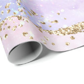 Pastel Roze Paarse Holografische Kerst Cadeaupapier (Rol Hoek)