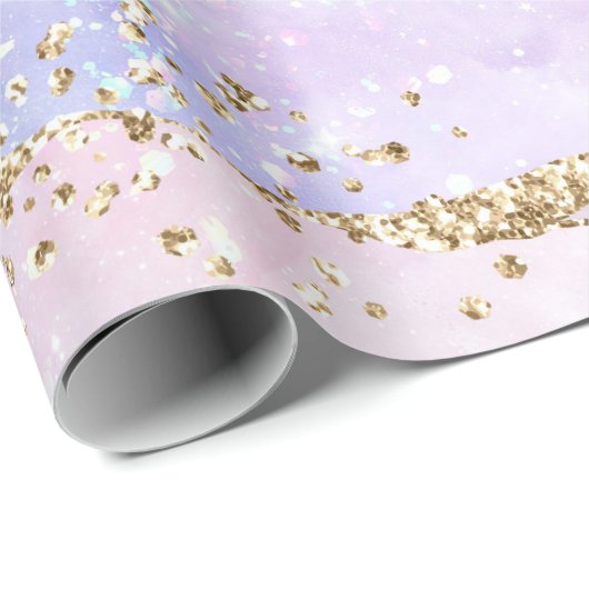 Pastel Roze Paarse Holografische Kerst Cadeaupapier (Rol Hoek)