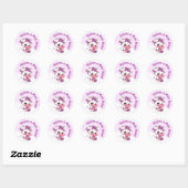 Pastel Roze Paarse Koe Witte Wolk Dank u Ronde Sticker (Vel)