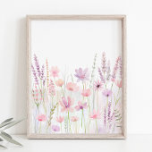 Pastel Roze Paarse Meadow Wildflowers Nursery Muurkunst Sets