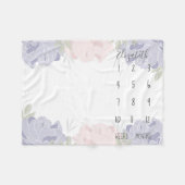 Pastel Roze & Paarse pioenen Floral Baby Milestone Fleece Deken (Voorkant (Horizontaal))