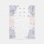 Pastel Roze & Paarse pioenen Floral Baby Milestone Fleece Deken (Voorkant)
