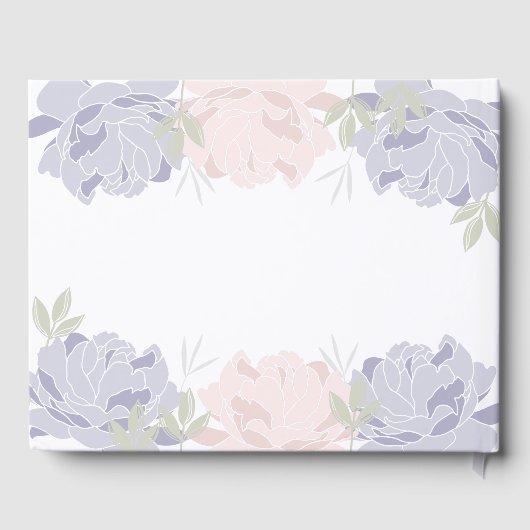 Pastel Roze & Paarse Pioenrozen Quinceanera Gasten Gastenboek (Achterkant)