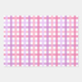 Pastel Roze Paarse Plaid Geruite Gingham Inpakpapier Vel (Voorkant 3)