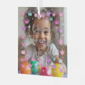 Pastel Roze Paarse Princess Crown Foto Grens Glas Ornament (Voorkant links)