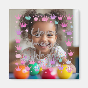 Pastel Roze Paarse Princess Crown Foto Grens Magneet
