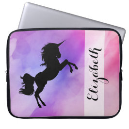 Pastel Roze Paarse Unicorn Ontworpen laptophoes Laptop Sleeve