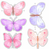Pastel Roze Paarse Vlinders Sticker (Voorkant)