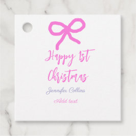 Pastel roze paarse vrolijke 1e Kerstboog naam da Bedankjes Labels