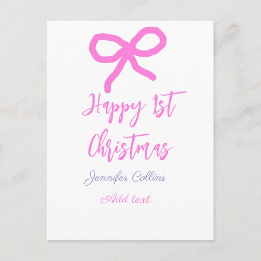 Pastel roze paarse vrolijke 1e Kerstboog naam da Briefkaart (Voorkant)