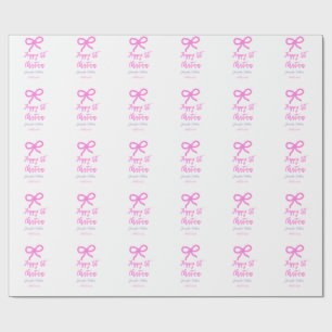 Pastel roze paarse vrolijke 1e Kerstboog naam da Cadeaupapier