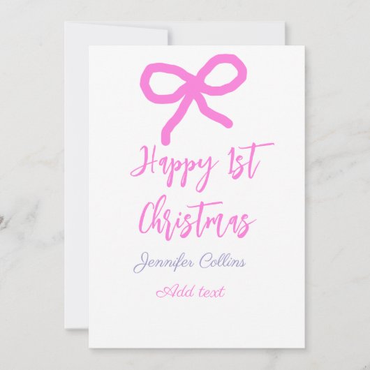 Pastel roze paarse vrolijke 1e Kerstboog naam da Feestdagenkaart (Voorkant)