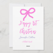 Pastel roze paarse vrolijke 1e Kerstboog naam da Feestdagenkaart (Achterkant)