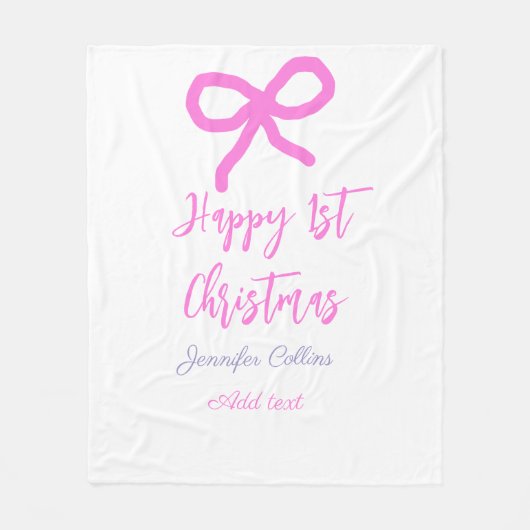 Pastel roze paarse vrolijke 1e Kerstboog naam da Fleece Deken (Voorkant)