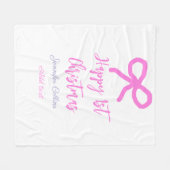 Pastel roze paarse vrolijke 1e Kerstboog naam da Fleece Deken (Voorkant (Horizontaal))