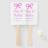 Pastel roze paarse vrolijke 1e Kerstboog naam da Handwaaier (Voorkant en achterkant)