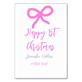 Pastel roze paarse vrolijke 1e Kerstboog naam da Kaart