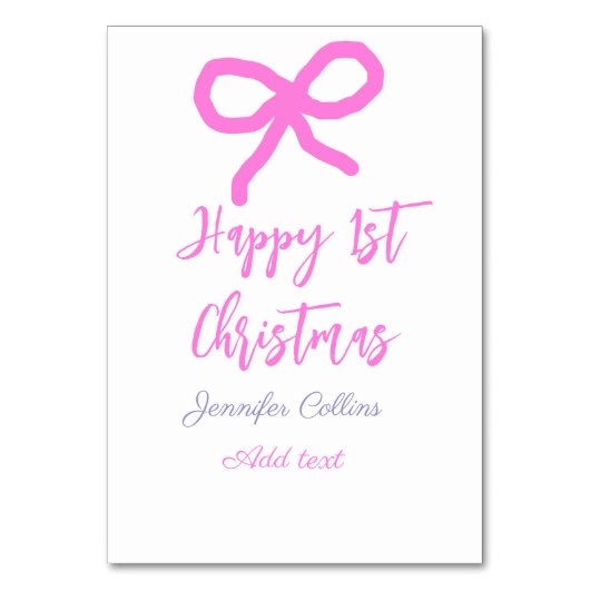 Pastel roze paarse vrolijke 1e Kerstboog naam da Kaart (Voorkant)