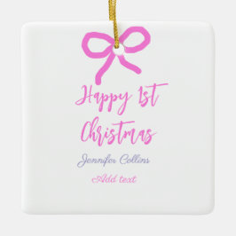 Pastel roze paarse vrolijke 1e Kerstboog naam da Keramisch Ornament