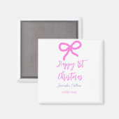 Pastel roze paarse vrolijke 1e Kerstboog naam da Magneet (Voorkant / Achterkant)