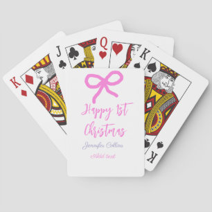 Pastel roze paarse vrolijke 1e Kerstboog naam da Pokerkaarten
