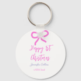 Pastel roze paarse vrolijke 1e Kerstboog naam da Sleutelhanger