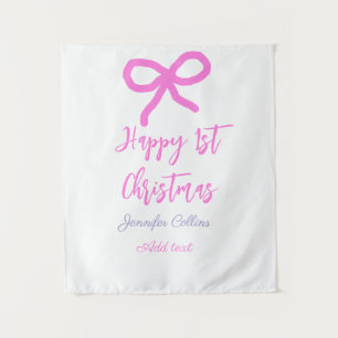 Pastel roze paarse vrolijke 1e Kerstboog naam da Wandkleed