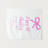 Pastel roze paarse vrolijke 1e Kerstboog naam da Wandkleed (Voorkant (horizontaal))