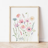 Pastel Roze Paarse Wildflowers Kwekerij Muurkunst Sets