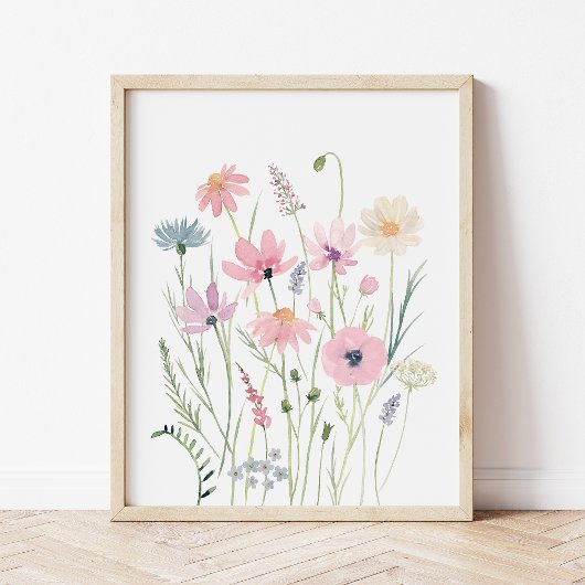 Pastel Roze Paarse Wildflowers Kwekerij Muurkunst Sets