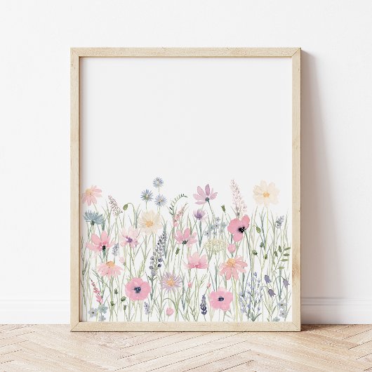 Pastel Roze Paarse Wildflowers Kwekerij Muurkunst Sets